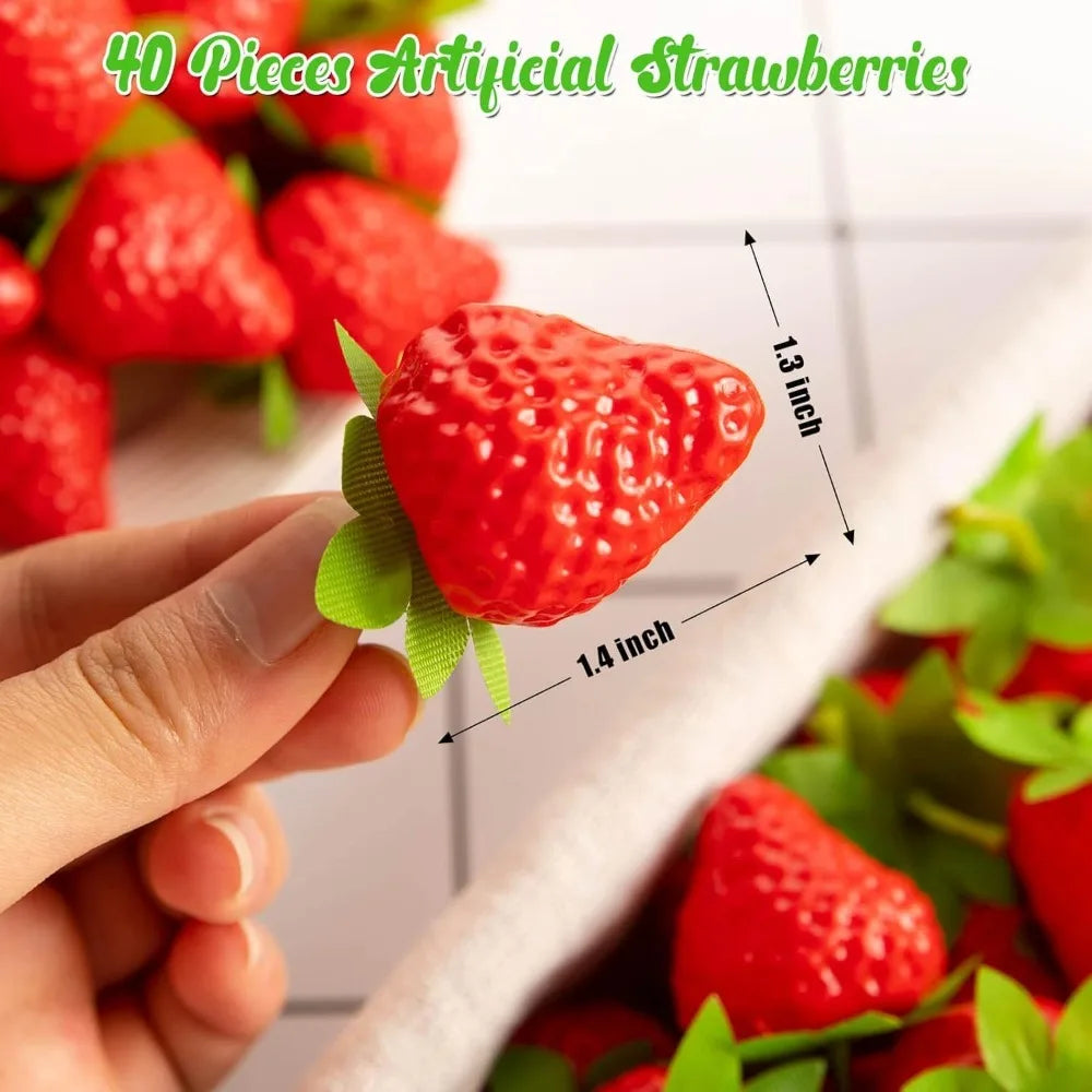 20Pcs Artificial Strawberries Fake Plastic Fruit Décor & Props Artificial Fruit Decor Babs