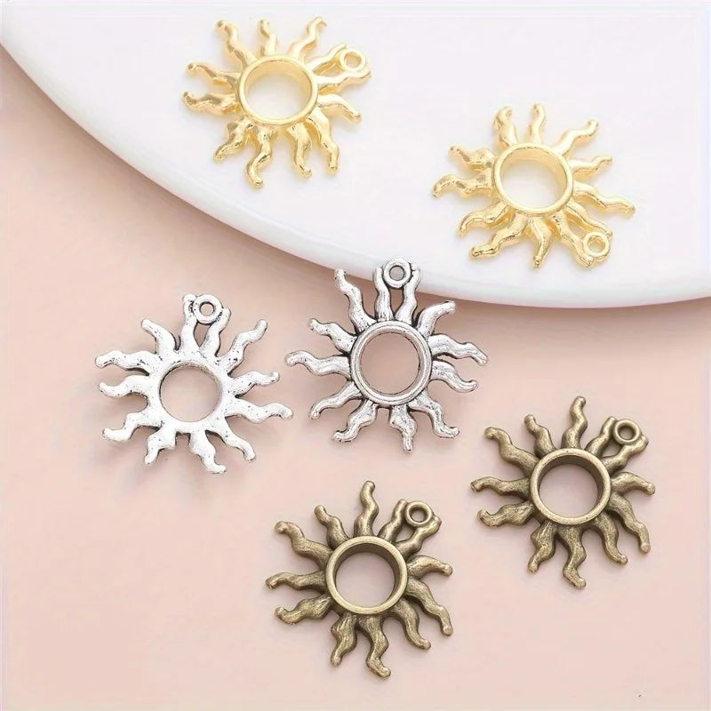 10pcs Metal Sun Pendants for DIY Necklace & Earring Making Jewelry Making Charms Babs
