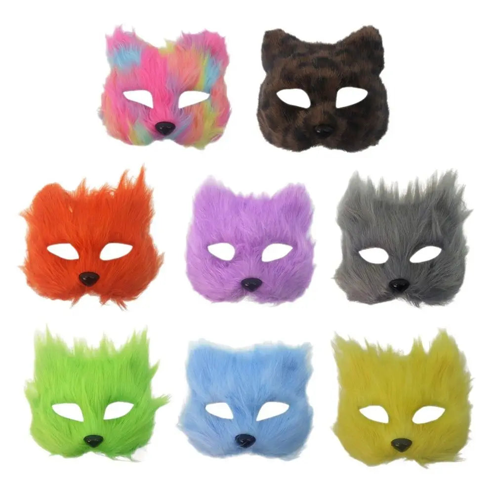 Realistic Plush Cat Half Face Mask – Halloween Costume Halloween Costume Mask Babs