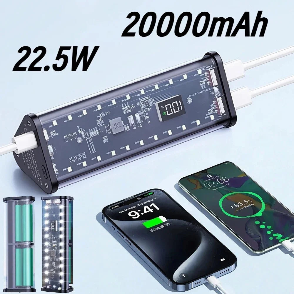 KEBIDUMEI 6×18650 Power Bank Case 22.5W Fast Charging USB-C Power Bank Case Babs
