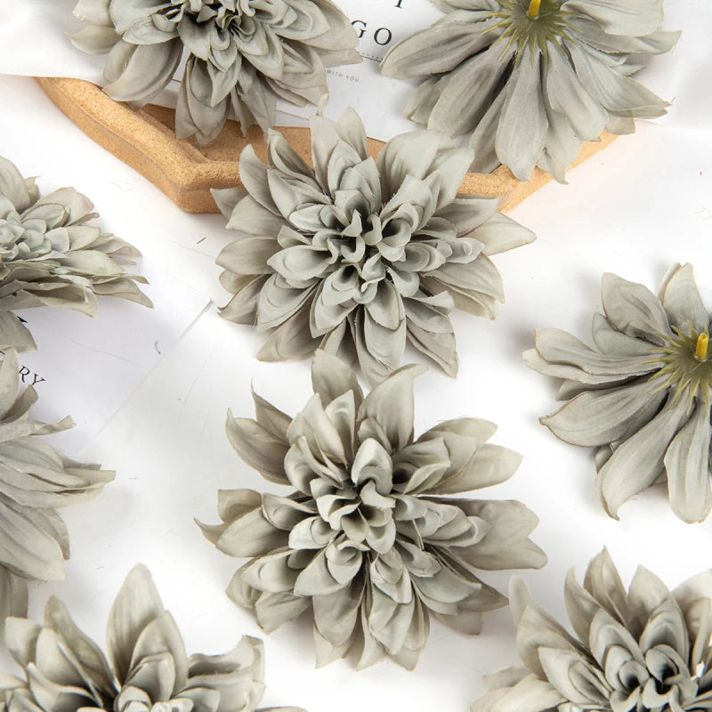 Silk Rose Dahlia Flower Heads for Wedding & DIY Decor Artificial Silk Flowers Babs color 10 30 pcs