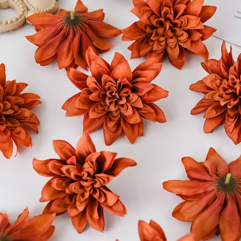 Silk Rose Dahlia Flower Heads for Wedding & DIY Decor Artificial Silk Flowers Babs color 1 15 pcs