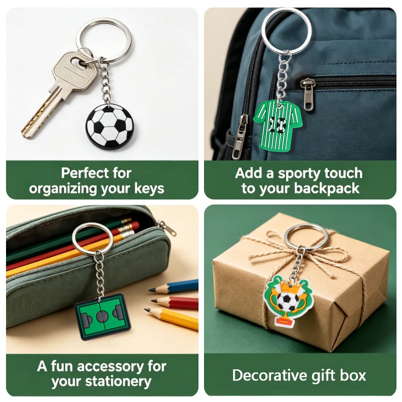 10Pcs Soccer Keychains Bulk – Kids Party Favors & Bag Pendants Sports Party Favors Babs