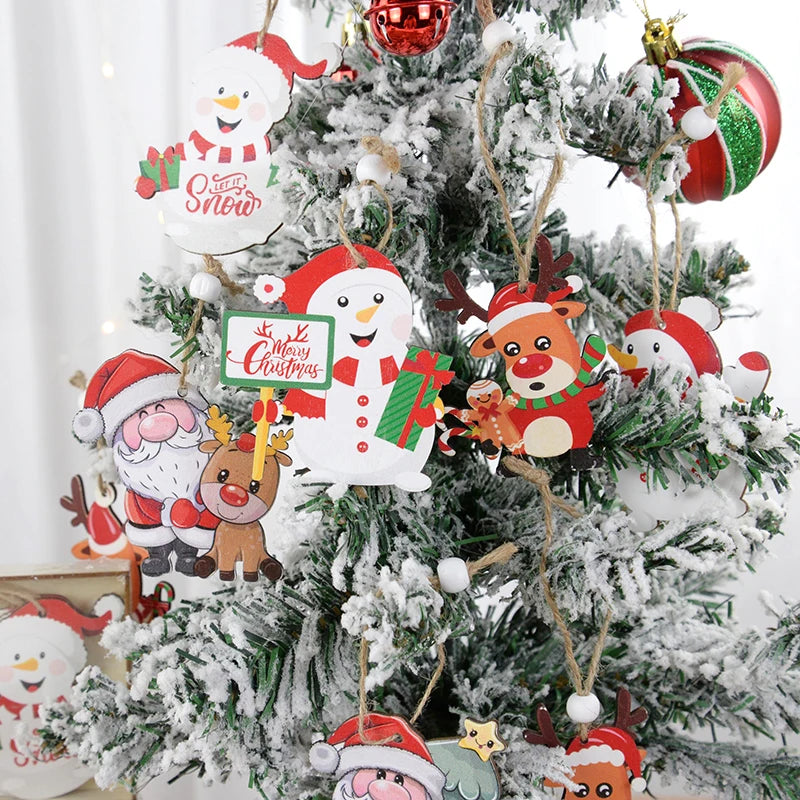 9-Piece Christmas Wooden Ornaments Set – Xmas Tree Pendants Christmas Tree Ornaments Babs