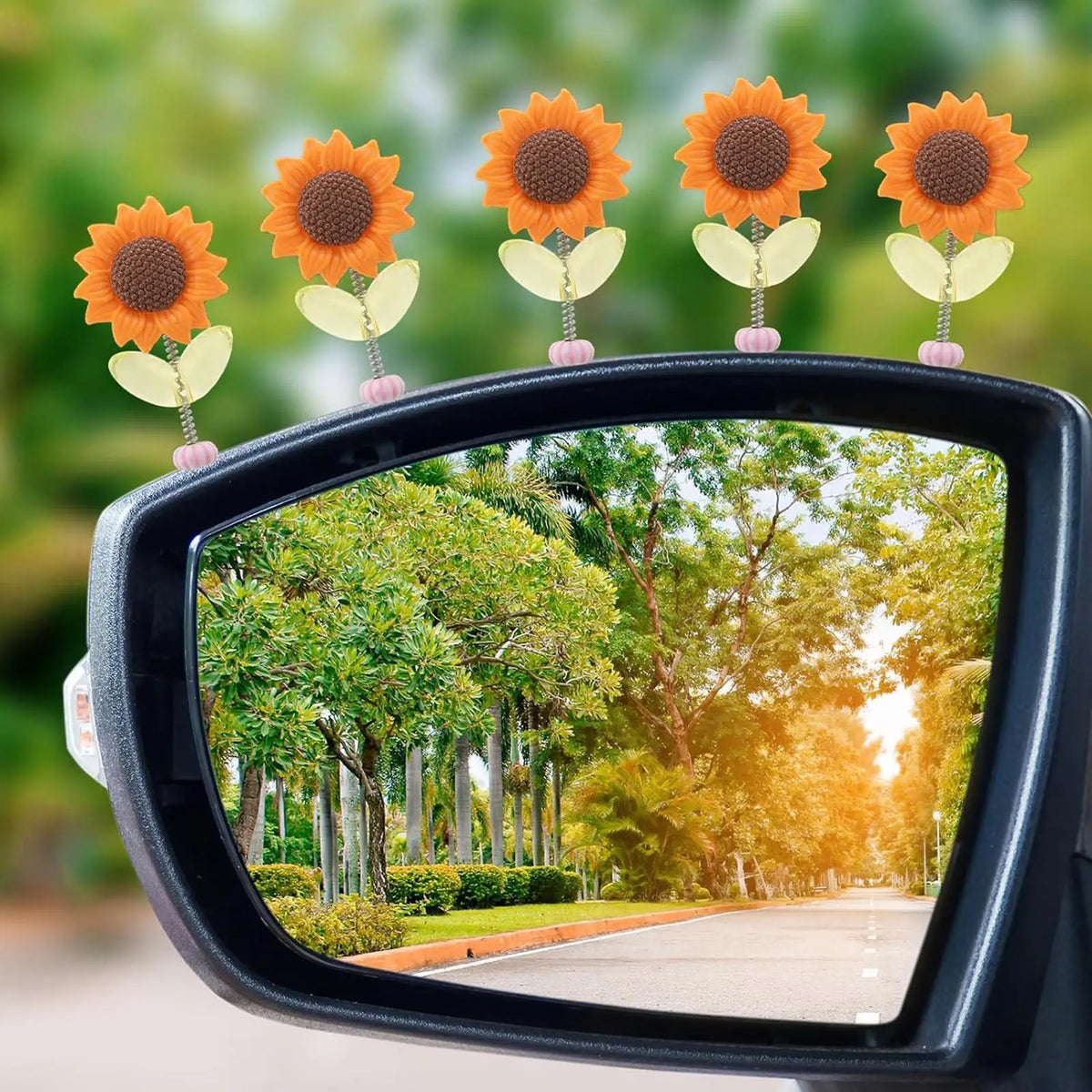 Cute Sunflower Car Decor Set – 5pcs Dashboard Accessories Car Interior Decor Babs