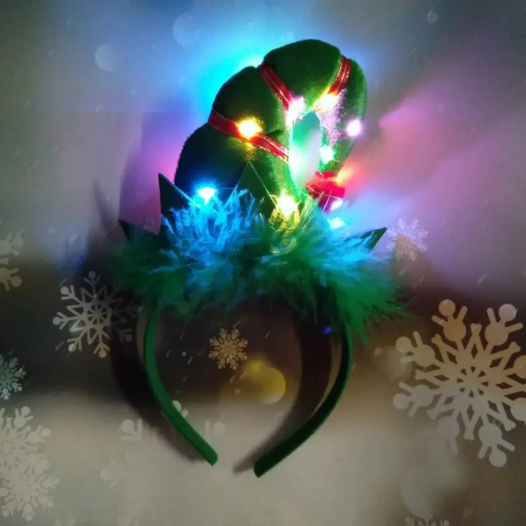 Blinking LED Christmas Headband – Light Up Elf Hair Band LED Party Headband Babs