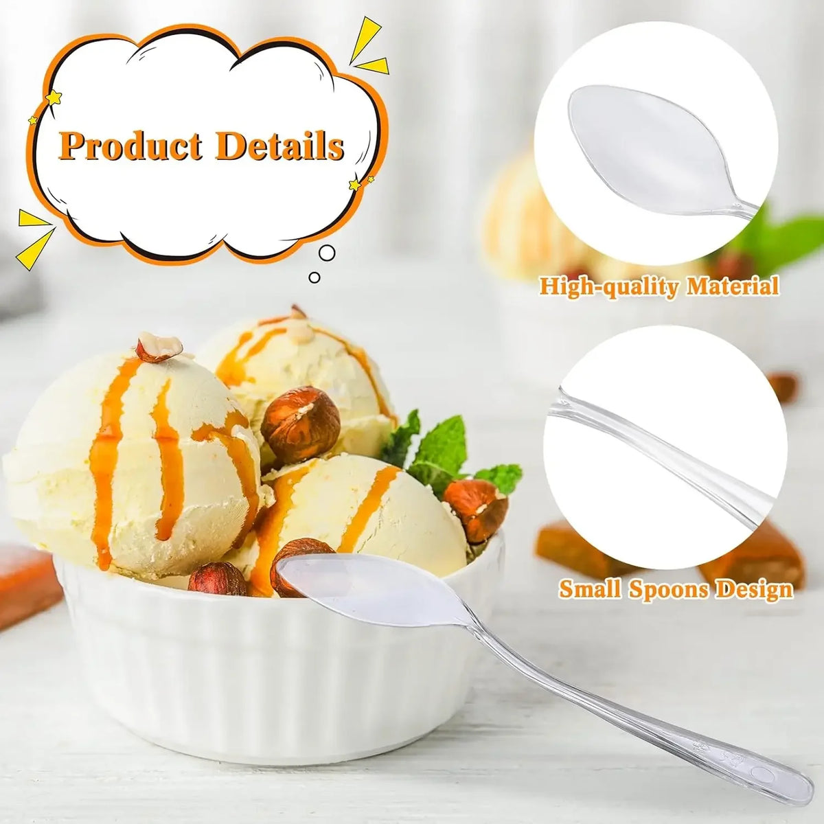 Clear Disposable Mini Tasting Spoons for Desserts & Parties Disposable Mini Spoons Babs