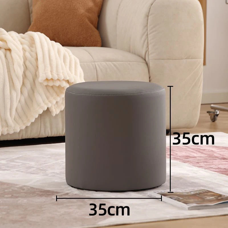 Nordic Pine Wood Ottoman Stool – Modern Cushioned Vanity Pouf Ottoman Stool Pouf Babs Grey small