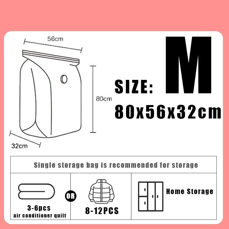 No-Pump Vacuum Storage Bags for Clothes & Blankets – 4 Sizes Vacuum Storage Bags Babs Vacuum Bag M