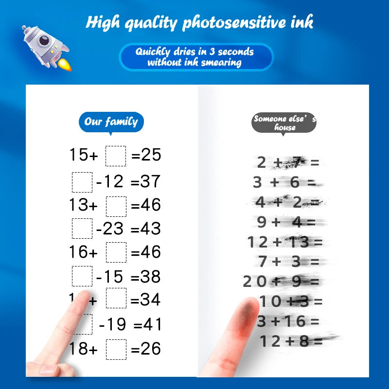 2-in-1 Math Roller Stamp – Fill-in-the-Blank, 100 Questions Math Teaching Stamp Babs