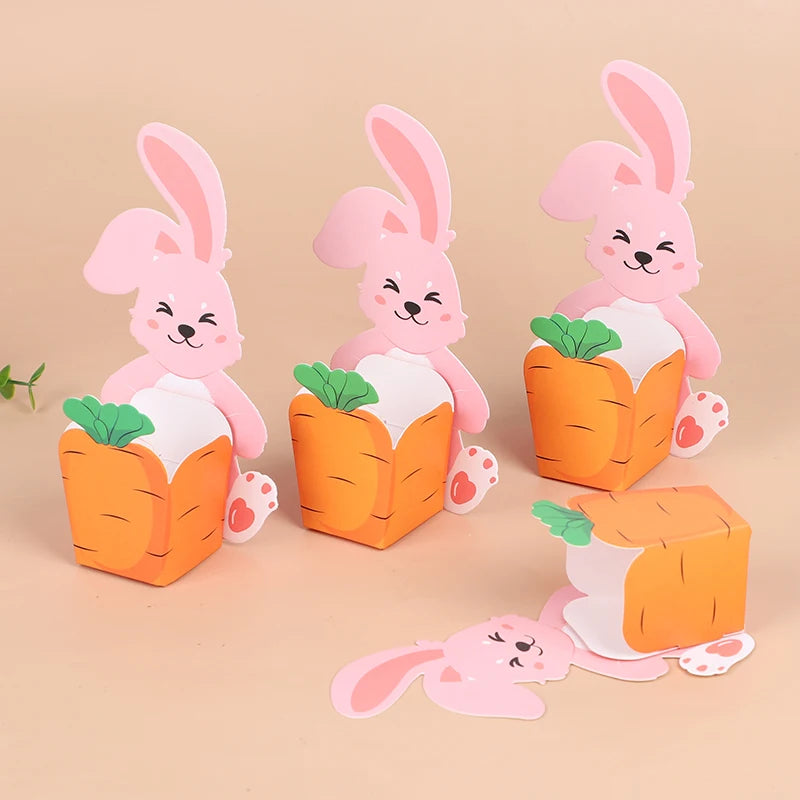 10pcs Easter Bunny Carrot Gift Boxes | Candy Cookie Party Favors Easter Party Gift Boxes Babs