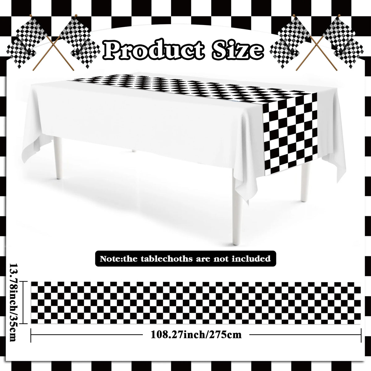 Black White Checkered Racing Table Runner – Party Decor Party Table Runner Babs table runner as show