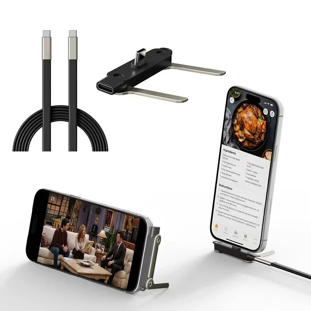 KEBIDUMEI 240W 2-in-1 Foldable Phone Stand & USB-C Cable Phone Stand & Cable Babs