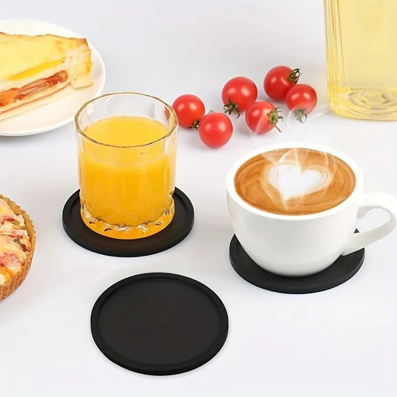 Non-Slip Silicone Drink Coasters – Black Set of 2 or 4 Drink Coaster Set Babs