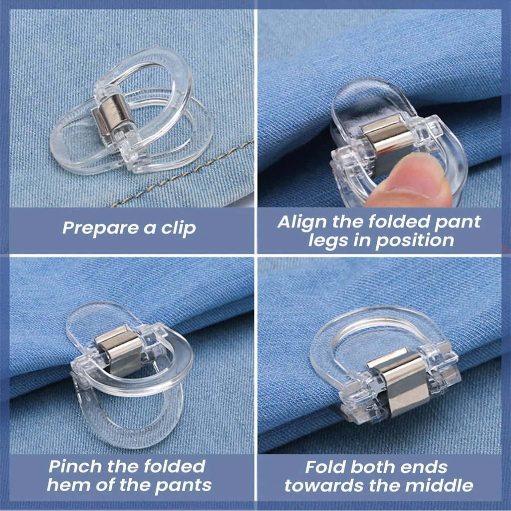 8-Pack Invisible Pants Hem Clips – No-Sew Leg Shortening Pants Hem Clips Babs