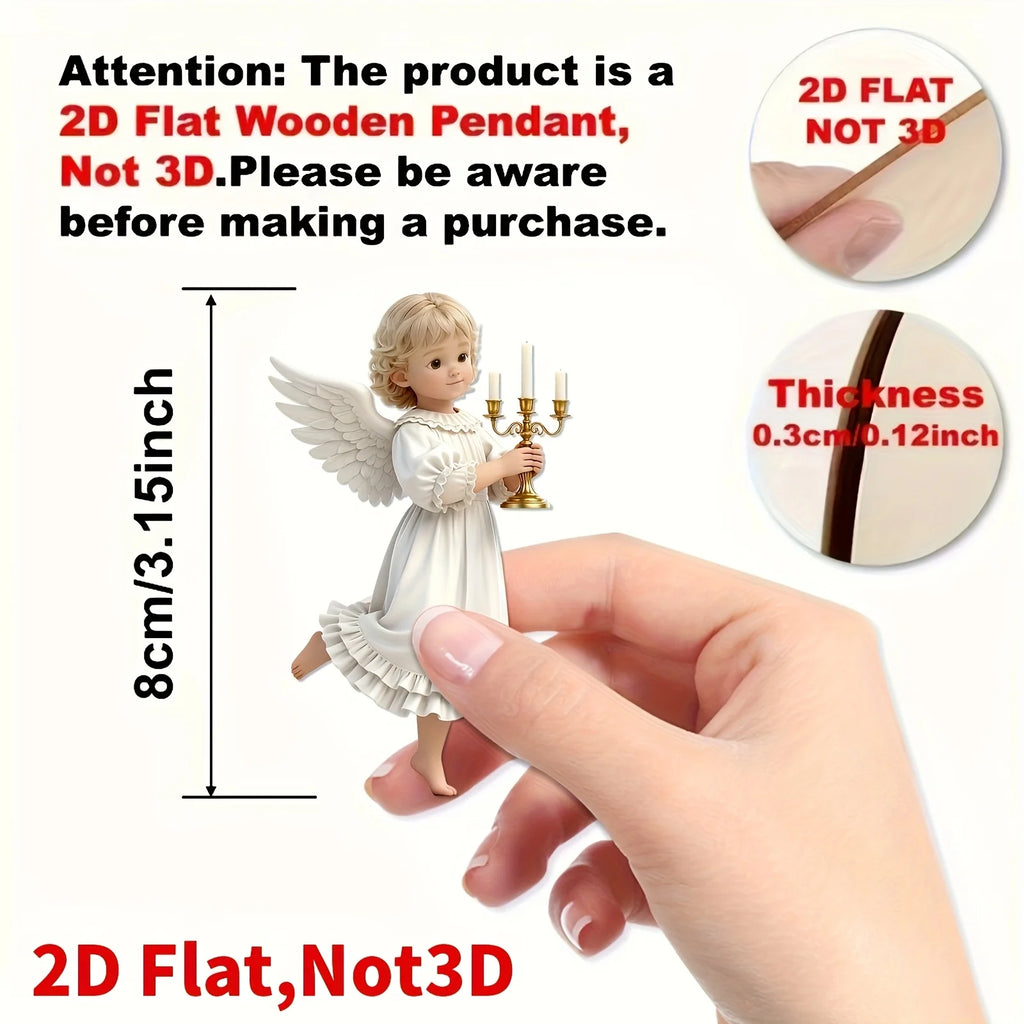 12PCS Retro Wood Angel Ornaments – Christmas & Halloween Decor Holiday Tree Ornaments Babs