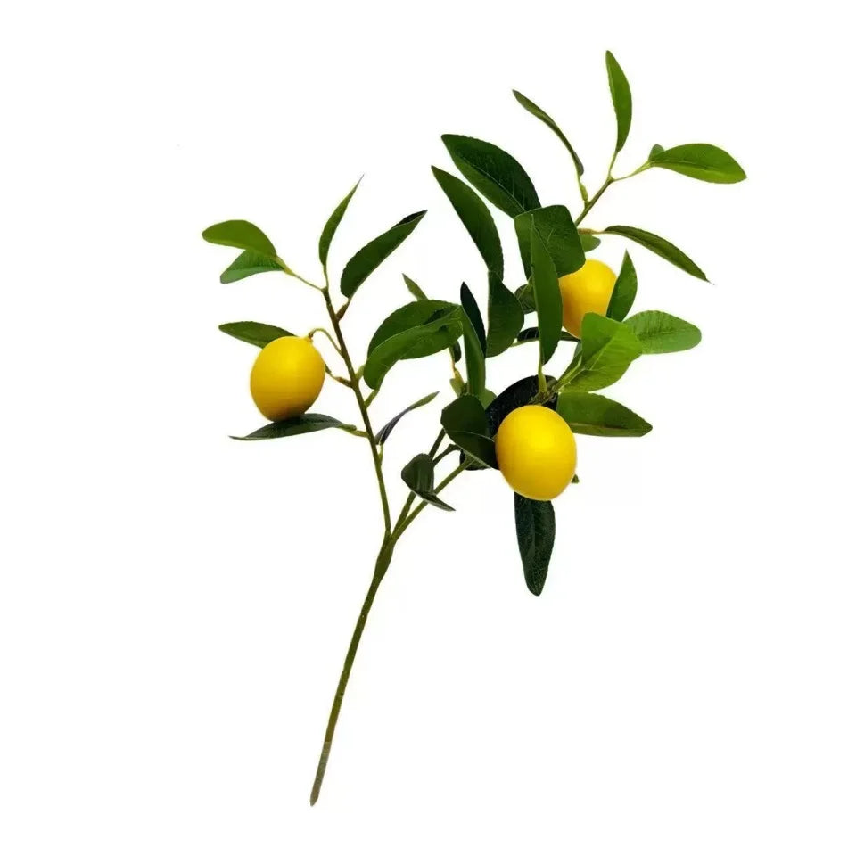 Artificial Lemon Branches 3-Head Fake Lemon Vase Décor | 1-2 Pcs Artificial Fruit Branch Babs 1Pc