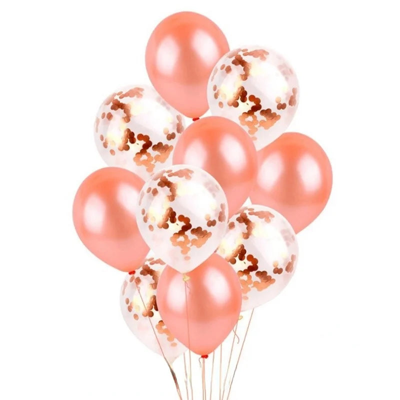 10-Pack Rose Gold Metallic Confetti Latex Party Balloons Party Balloons Babs