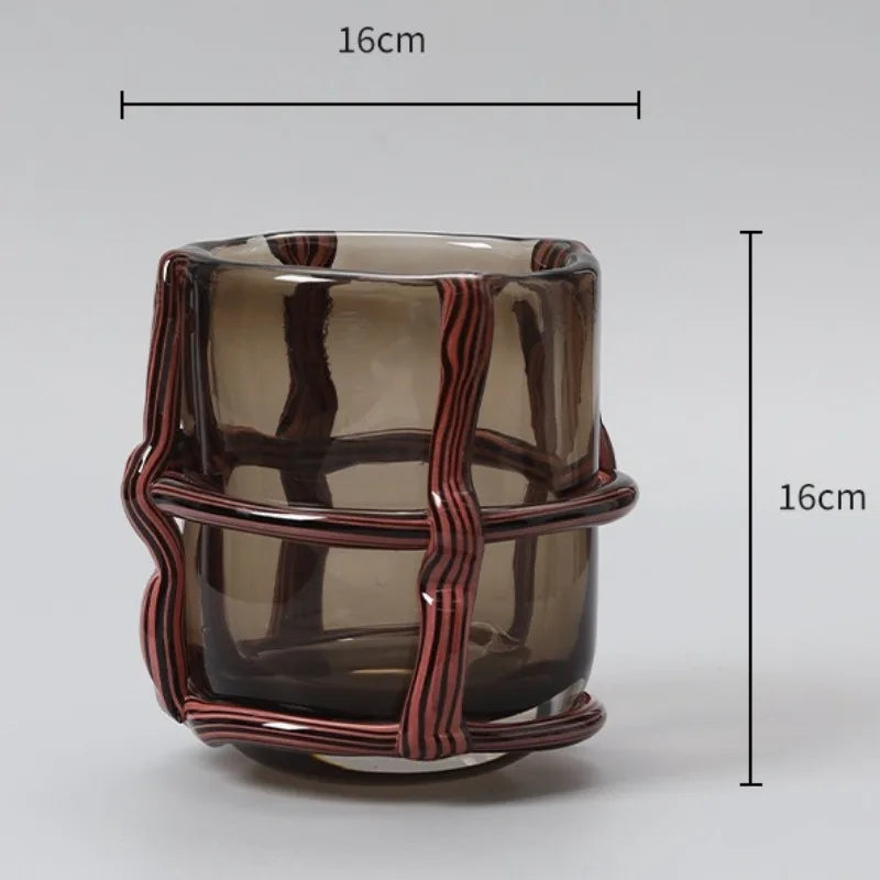 Modern Luxury Glass Vase – Minimalist Elegant Table Decor Decorative Glass Vase Babs 16CM-Red