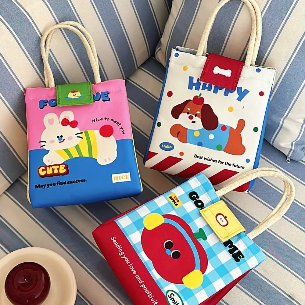Cartoon Insulated Lunch Bag – Large Canvas Bento Tote Insulated Lunch Tote Babs