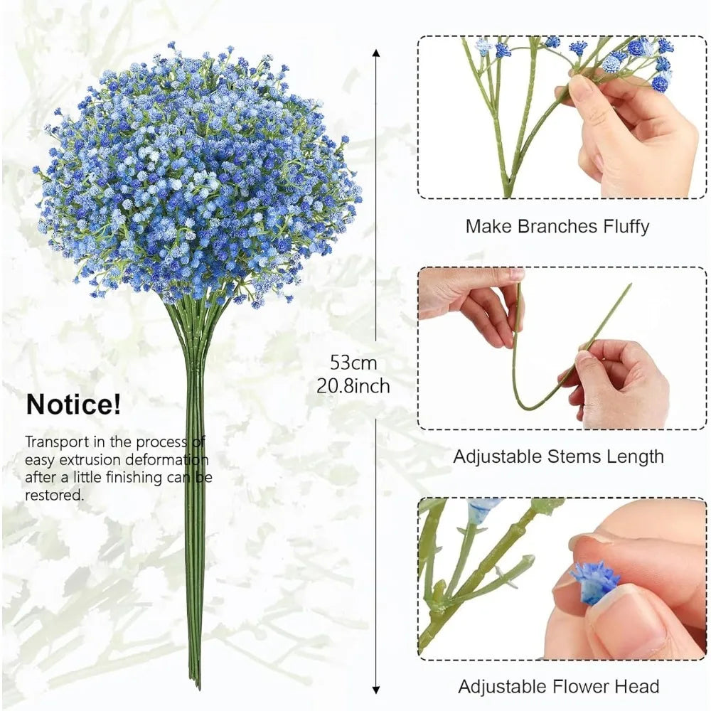 52cm Artificial Star Flower Bouquet Blue & White Wedding Decor Artificial Flower Bouquet Babs