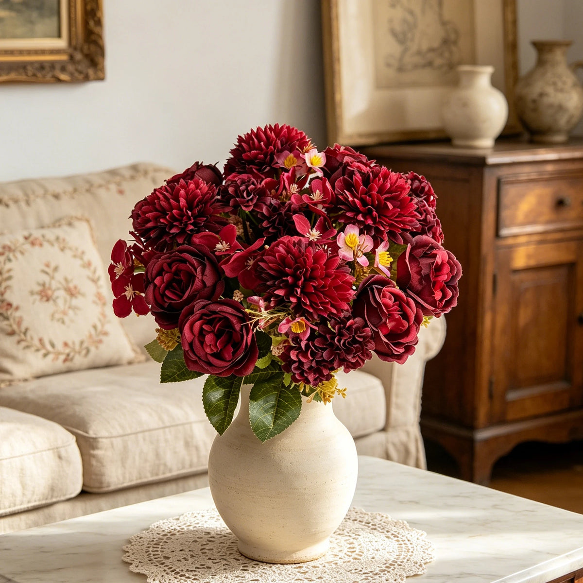 Silk Peony & Chrysanthemum Artificial Flowers for Weddings & Home Artificial Silk Flowers Babs