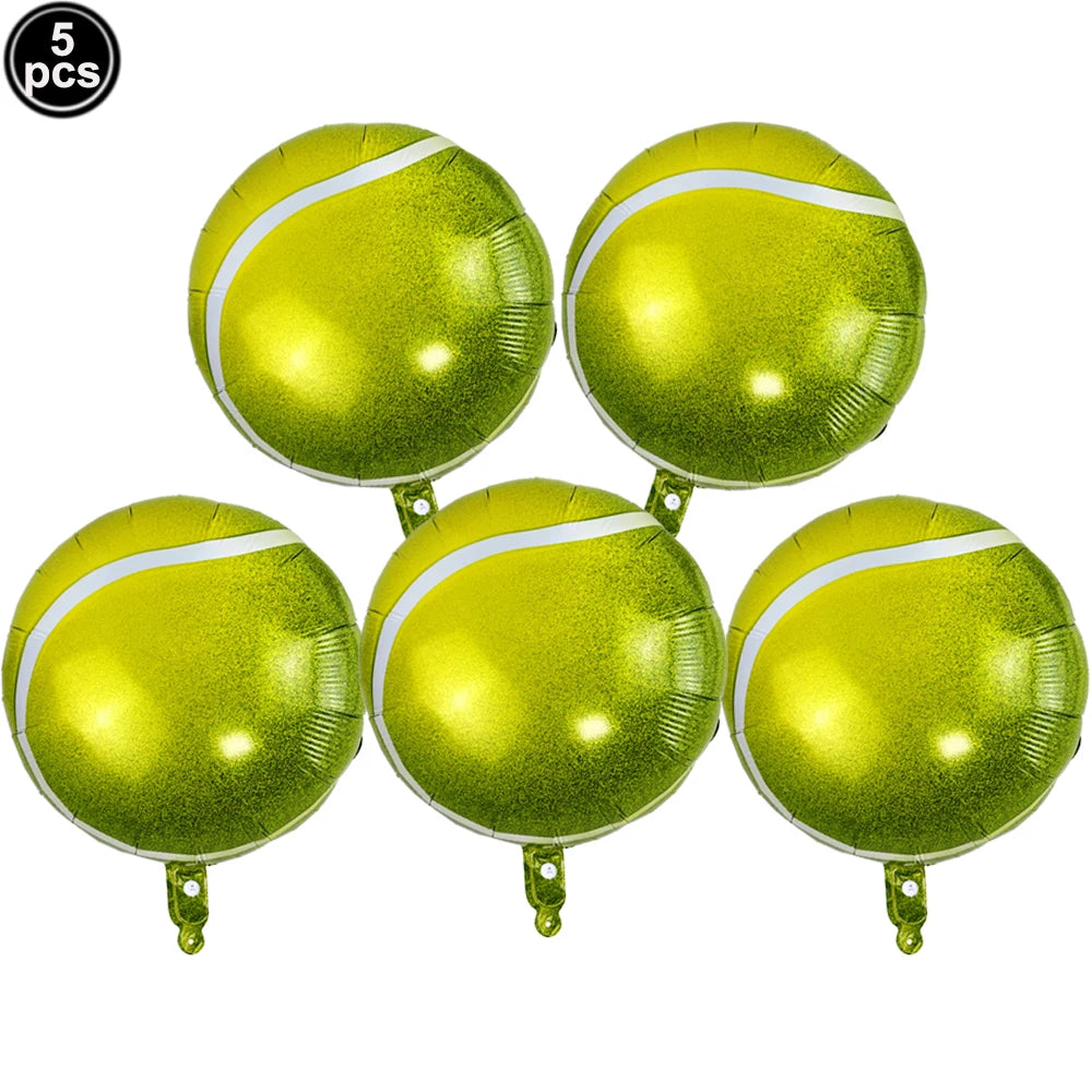 Tennis Party Balloon Kit – 18" Tennis & Racket Foil Balloons Party Balloon Kit Babs 5pcs 18inch As picture show