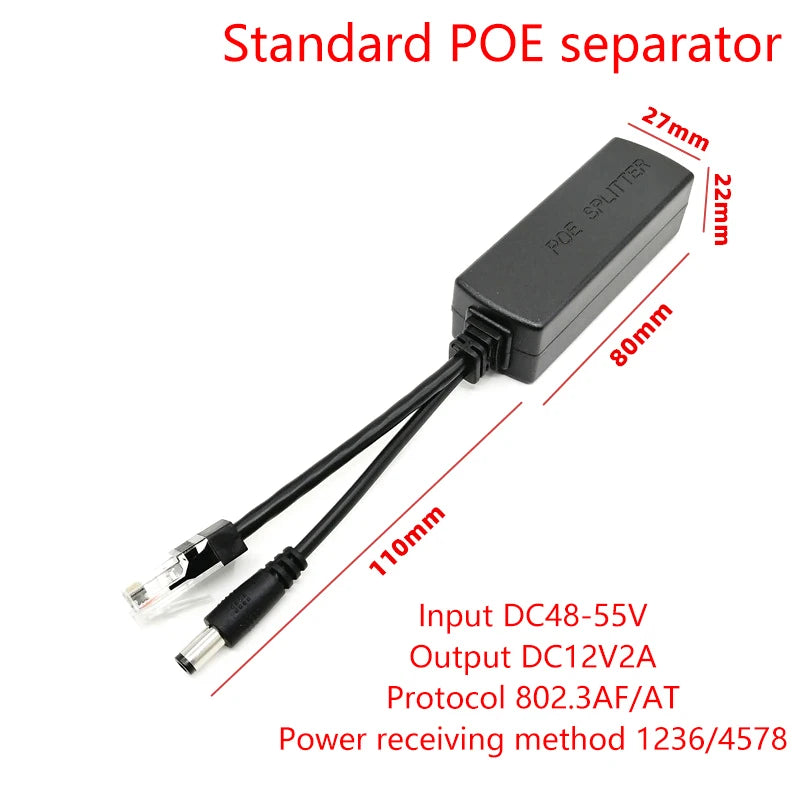 48V to 12V POE Splitter Adapter Cable for CCTV Security Cameras POE Splitter Adapter Babs