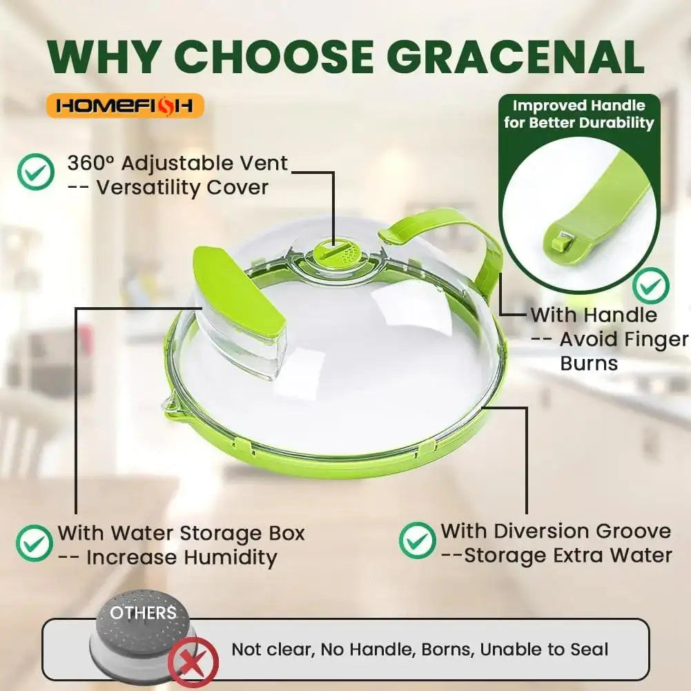 Clear Microwave Food Cover with Steamer & Handle Microwave Food Cover Babs