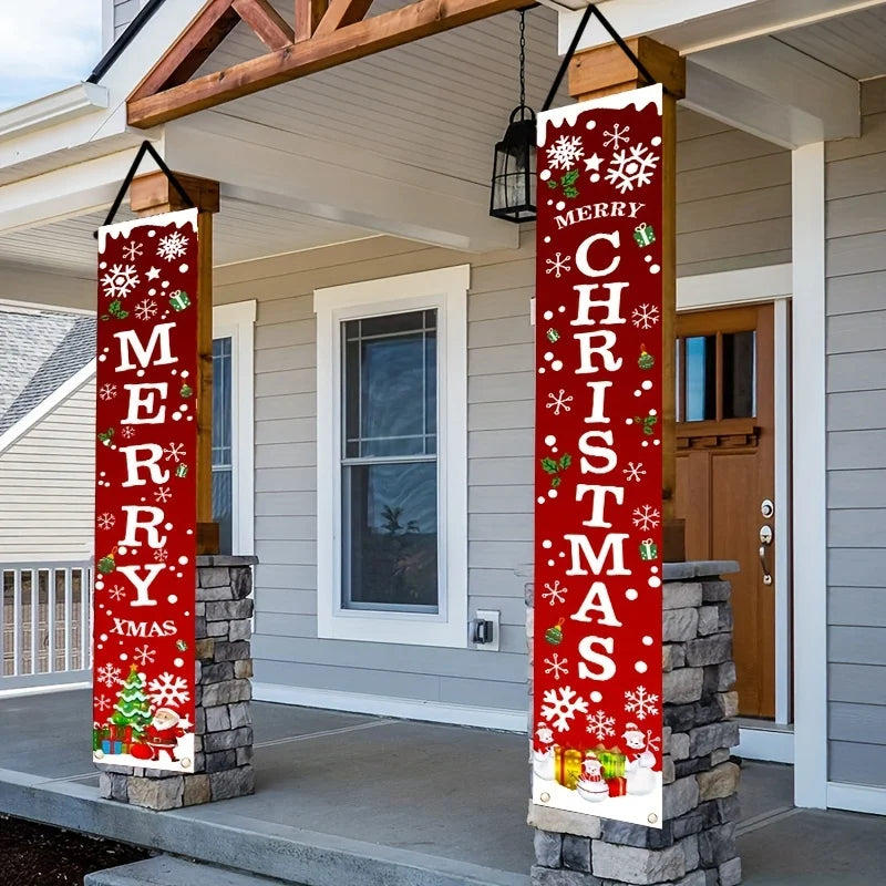 Christmas Banners Pair – 180cm Holiday Home & Garden Decor Holiday Banner Decor Babs