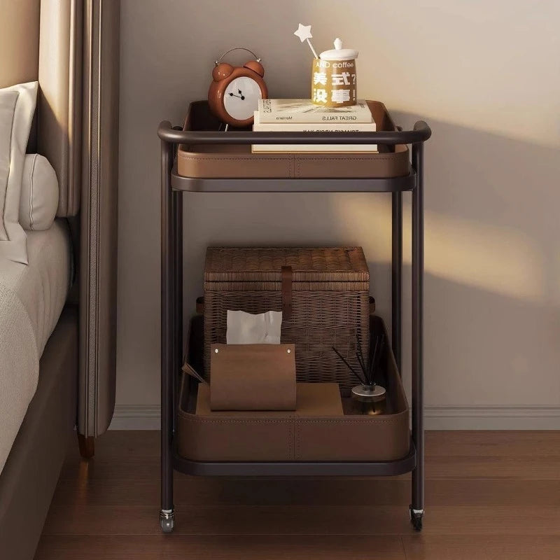 Luxury Saddle Leather Coffee Table – Modern Movable Side Table Leather Coffee Table Babs