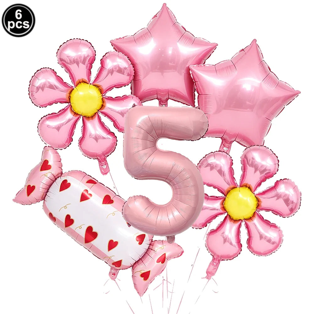 6pc Candy Lollipop Foil Balloon Set – Birthday & Party Décor Party Foil Balloons Babs Fluorescence Yellow As pictures show