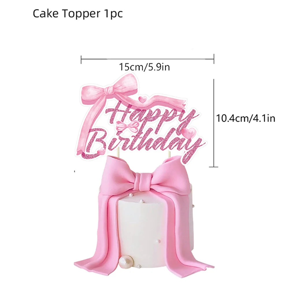 Pink Bow Cake Toppers – Birthday, Wedding & Baby Shower Cake Topper Babs HB Topper