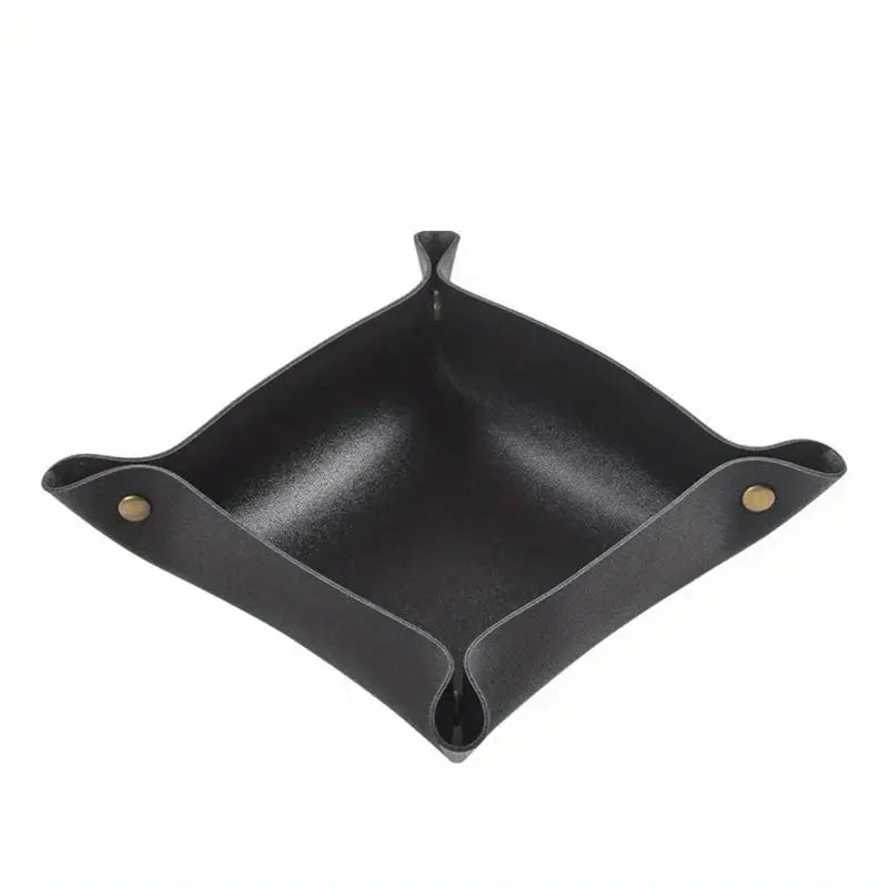 PU Leather Foldable Rolling Tray – Portable Valet Organizer Valet Tray Organizer Babs Black