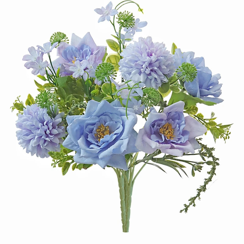Silk Artificial Rose Bouquet | Wedding & Home Decor Nordic Style Artificial Flower Bouquet Babs Blue 3 pcs