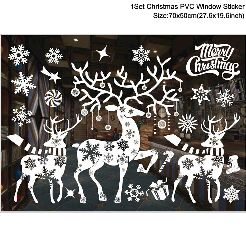 Christmas Window Stickers – Santa & Snowflake DIY Wall Decals Holiday Wall Decals Babs Set24