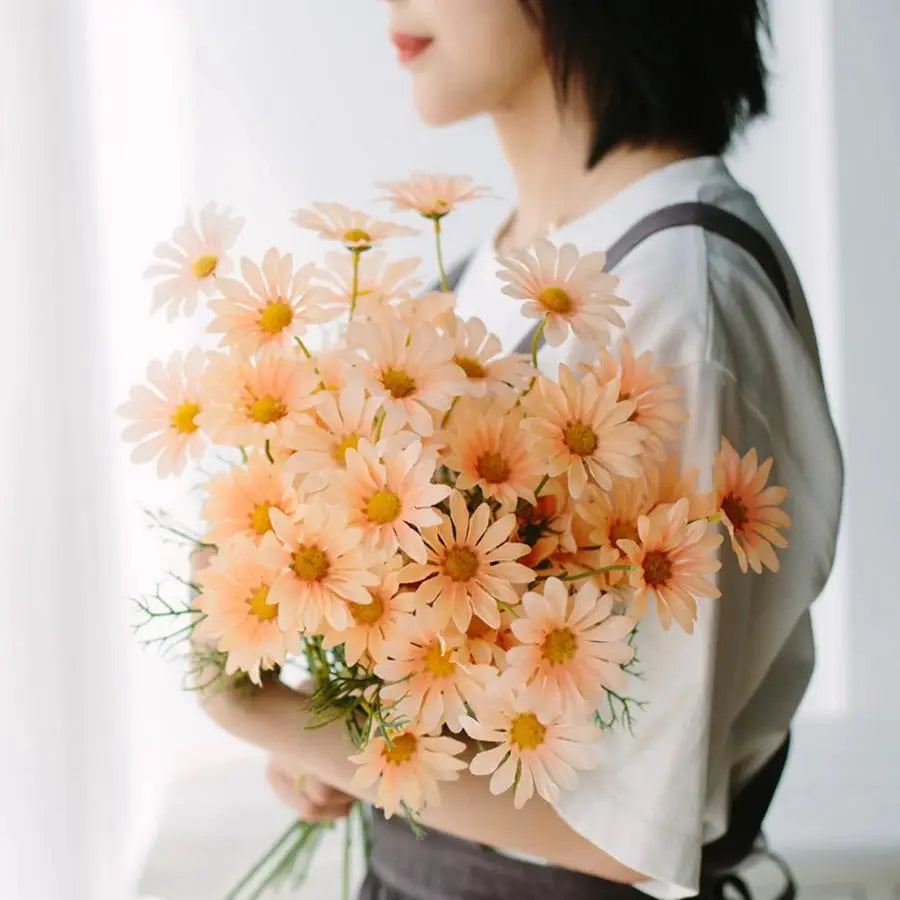 Silk Daisy Artificial Flower Bouquet – DIY Floral Home Decor Artificial Flower Bouquet Babs 5 2pcs