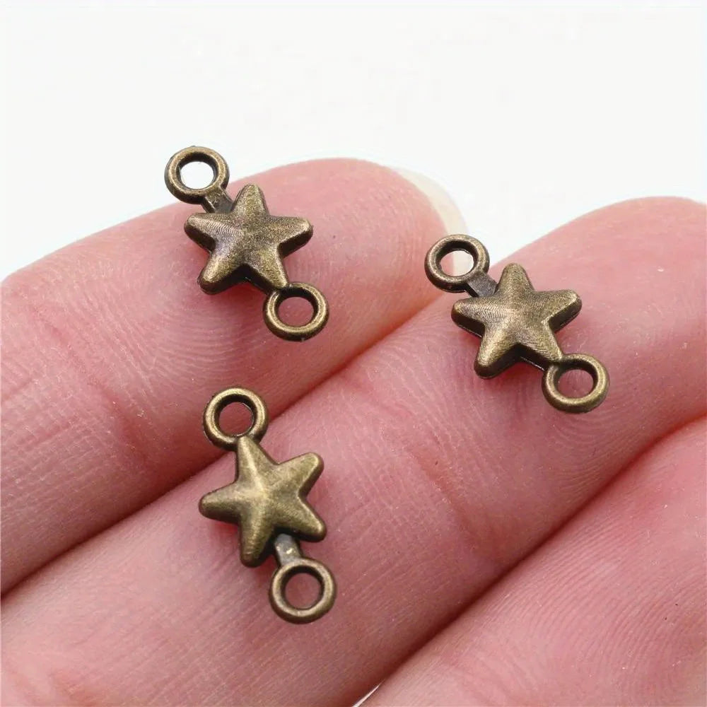 100Pcs Mini Star Connector Charms for DIY Bracelet & Necklace Jewelry Making Charms Babs Bronze