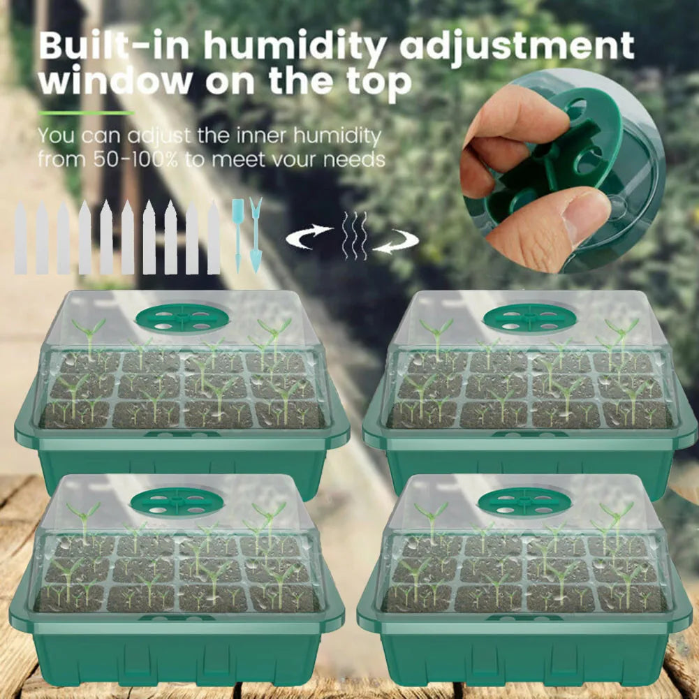 4-Pack Mini Indoor Greenhouse Propagation Trays – 12-Cell Seed Propagation Tray Babs