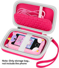 Kids Toy Smartphone Case – PU Protective Bag for Play Phones Toy Phone Case Babs Rose Red