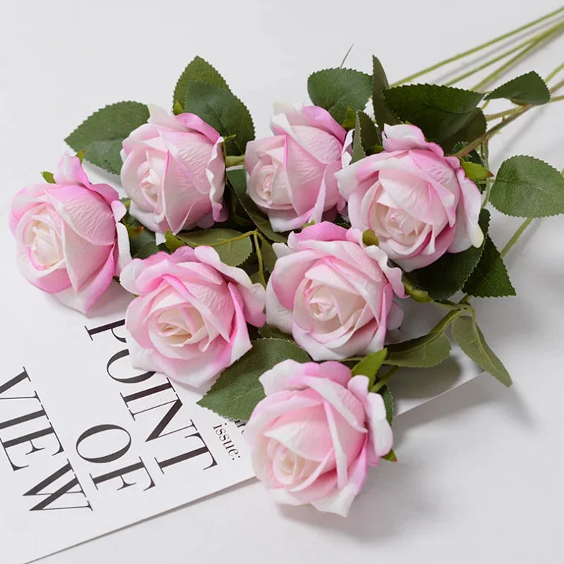 5-Pack Silk Rose Artificial Flowers Long Stem – Wedding Decor Artificial Silk Flowers Babs