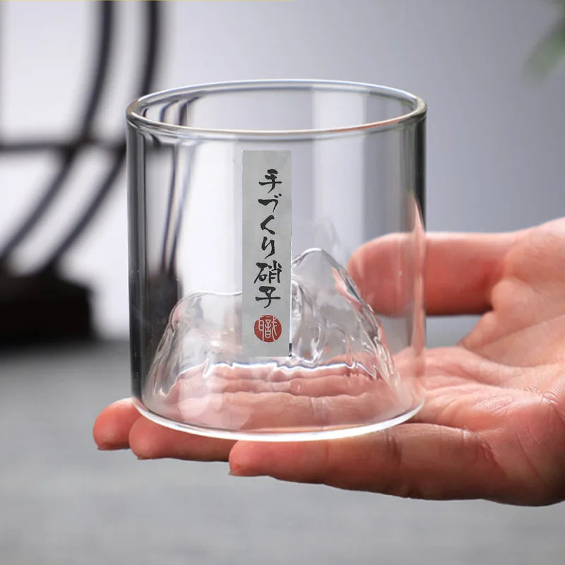 Mountain Range Whiskey Glass – 3D Borosilicate Drinkware Whiskey Glass Babs