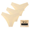 3-Pack Women's Seamless Low-Rise Thongs – No-Show Panties Women's Thong Panties Babs Beige 3Pcs S Pack