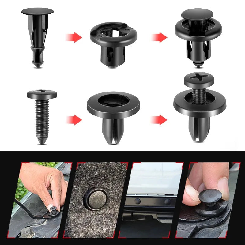 190Pcs Car Fastener Rivet Clip Set – 6 Sizes, ABS Plastic Car Fastener Clip Set Babs