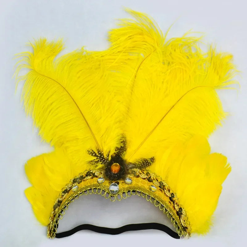 Feather Headband Crown – LED Neon Party, Halloween & Christmas Feather Party Headband Babs yellow