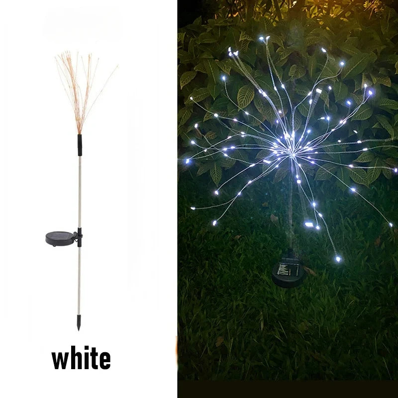 Solar Firework Fairy Lights – 60 LED Waterproof Garden Decor Solar Garden Lights Babs 60LED White 1PCS
