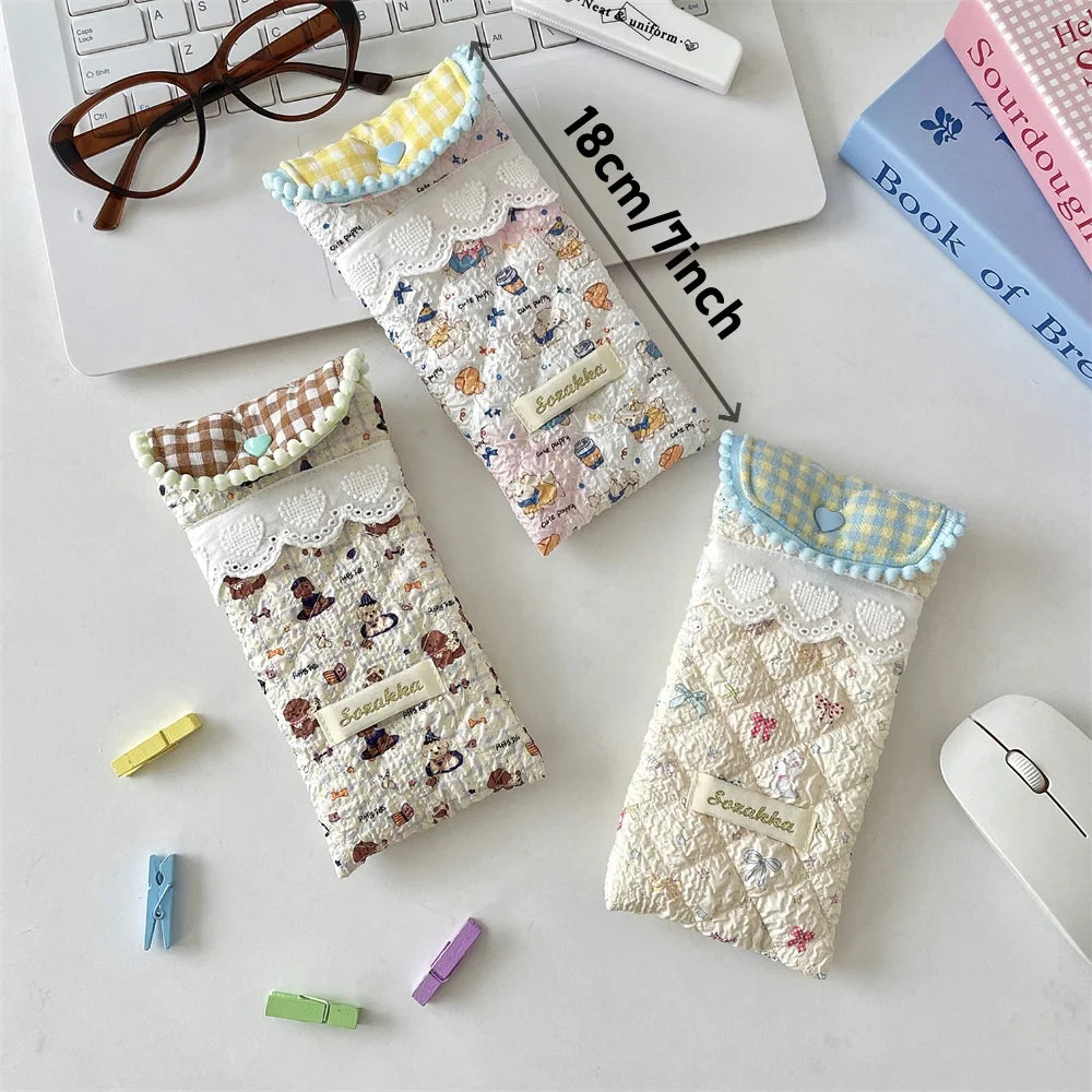 Quilted Polyester Sunglasses Pouch – Portable Glasses Case Eyewear Storage Case Babs