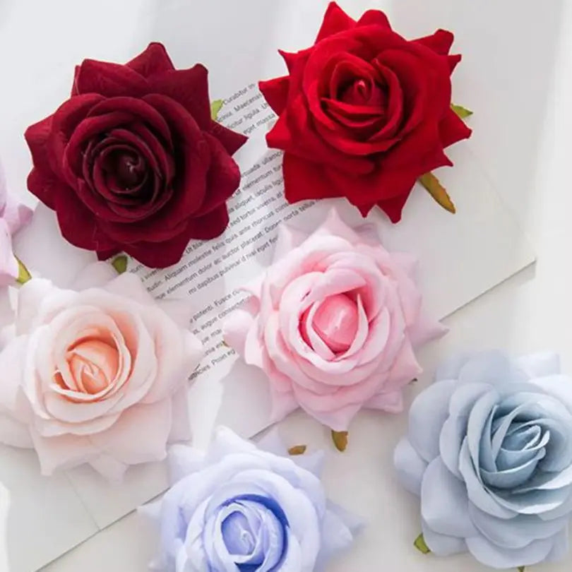 Silk Artificial Rose Heads 5/10 PCS – Wedding & Home Decor Artificial Silk Flowers Babs
