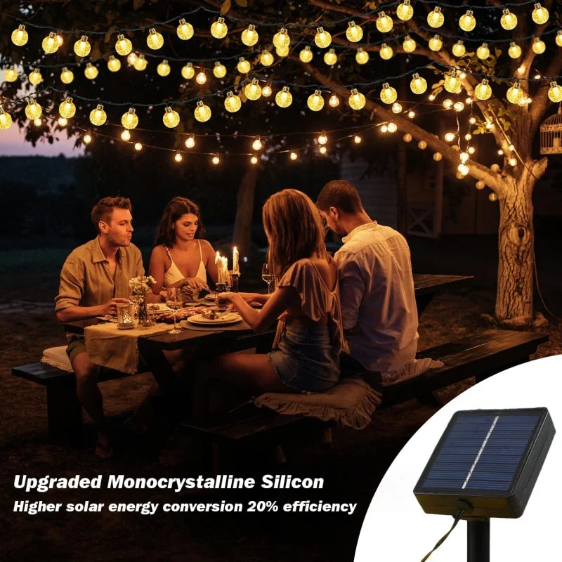 Solar Crystal Bubble Ball String Lights – IP65, 8 Modes Solar String Lights Babs