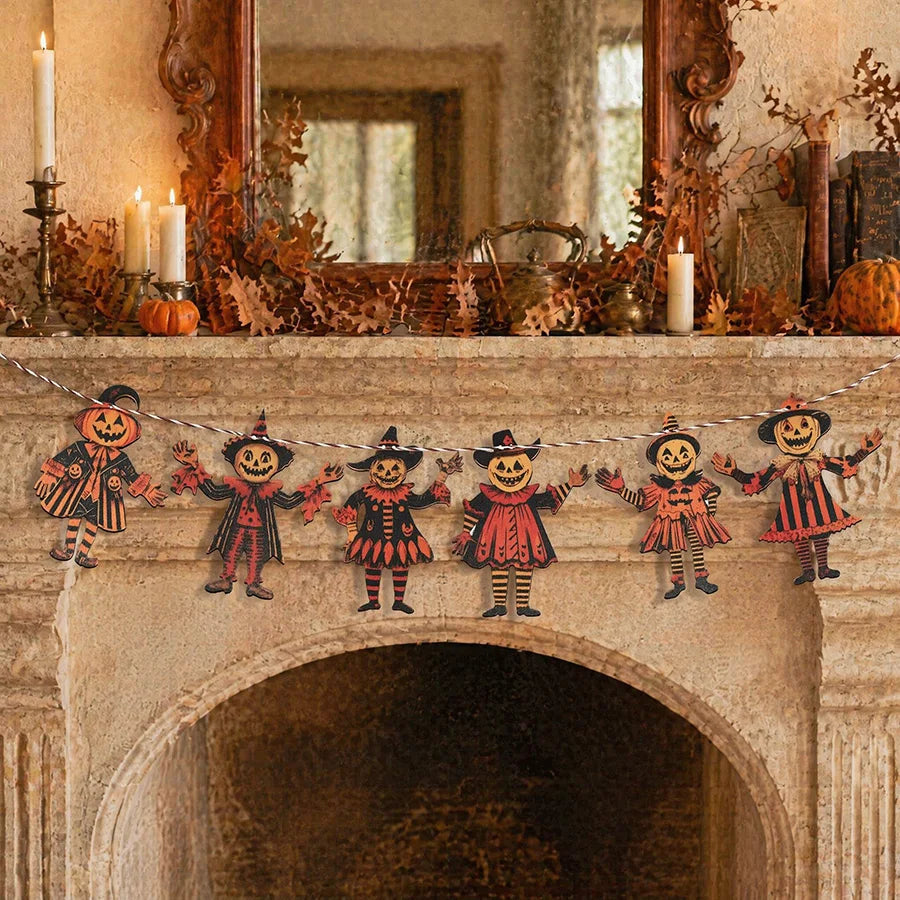 6-Piece Halloween Wooden Pumpkin Ghost Hanging Pendants Halloween Wooden Pendants Babs